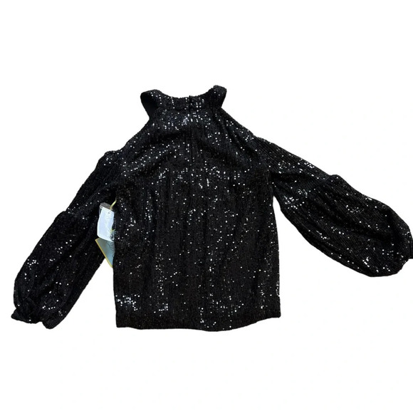 New with tags xxs Cece back sequin cold shoulder blouse puff sleeves gorgeous - Picture 4 of 4